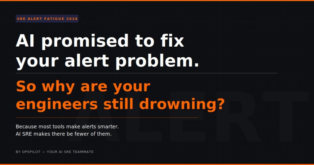 SRE alert fatigue 2026 AI autonomous operations drowning in alerts OpsPilot