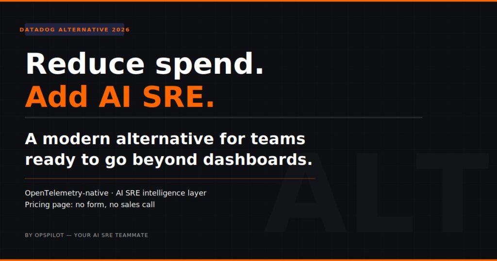 Datadog alternative 2026 reduce observability spend add AI SRE OpsPilot
