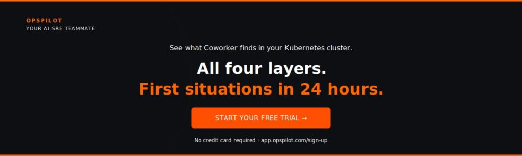 OpsPilot Kubernetes observability AI SRE free trial Coworker 2026