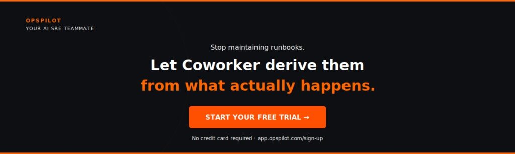OpsPilot ai sre runbook automation free trial Coworker 2026